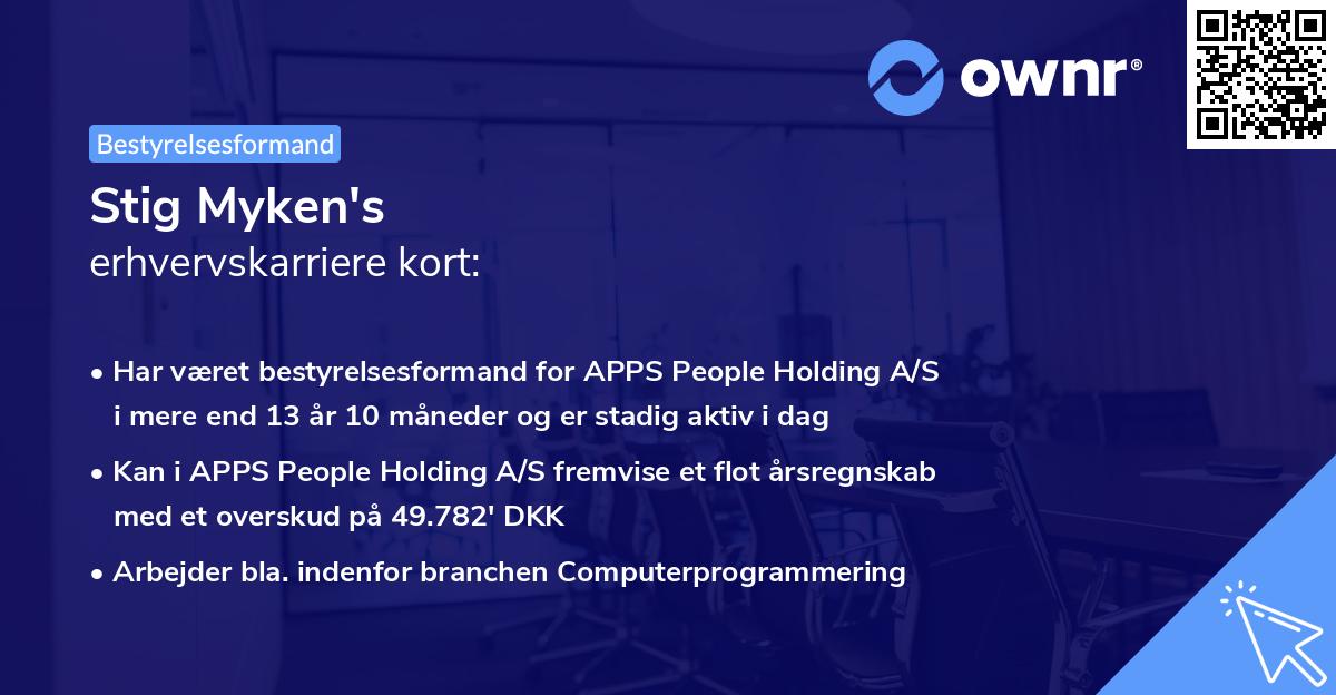 Stig Myken's erhvervskarriere kort