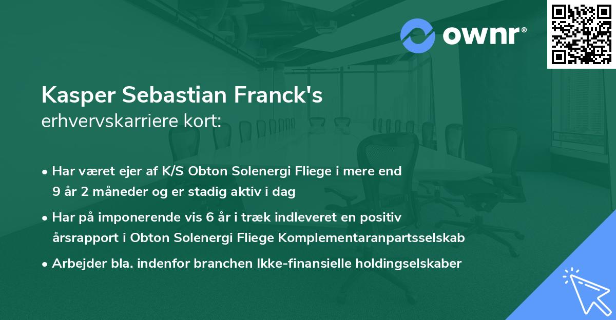 Kasper Sebastian Franck's erhvervskarriere kort