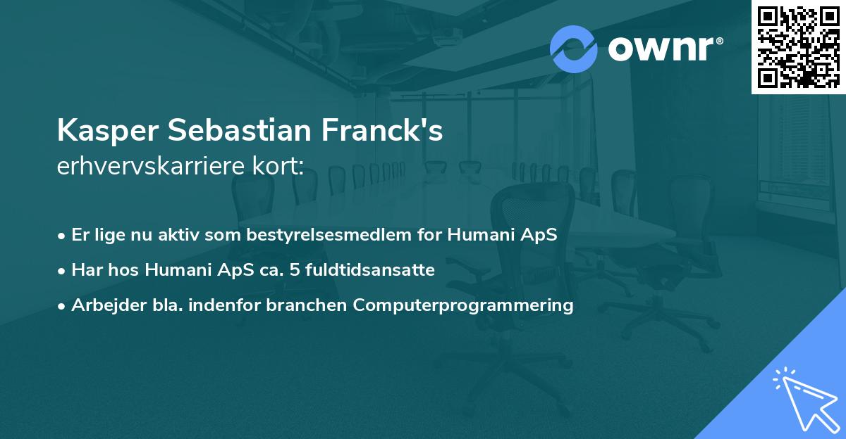 Kasper Sebastian Franck's erhvervskarriere kort