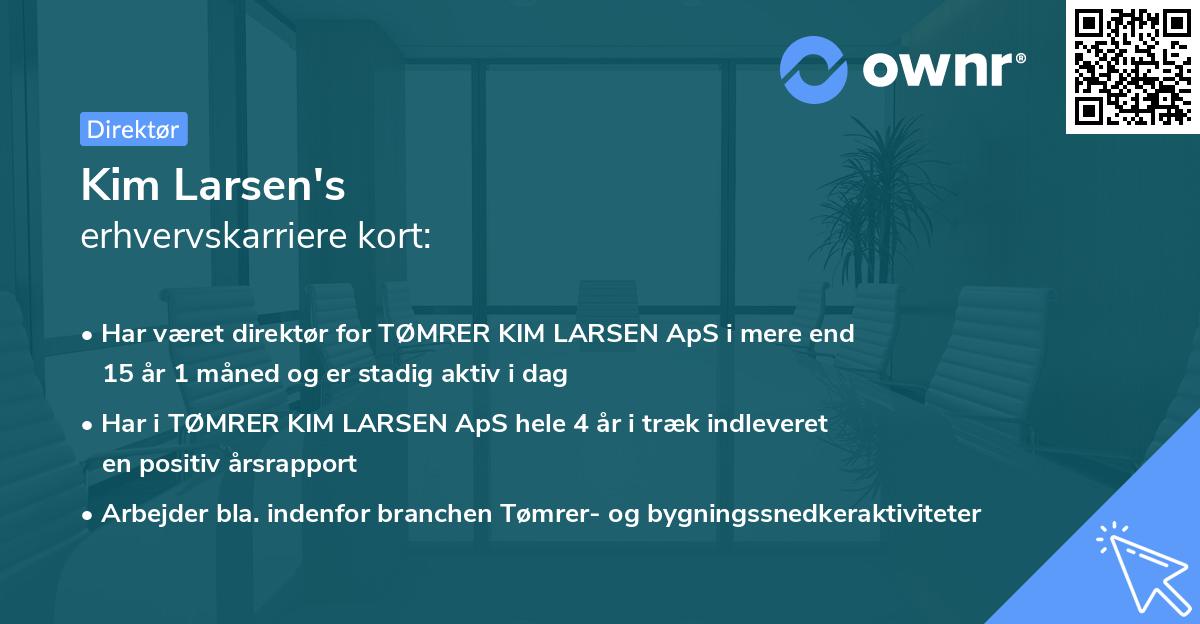 Kim Larsen's erhvervskarriere kort