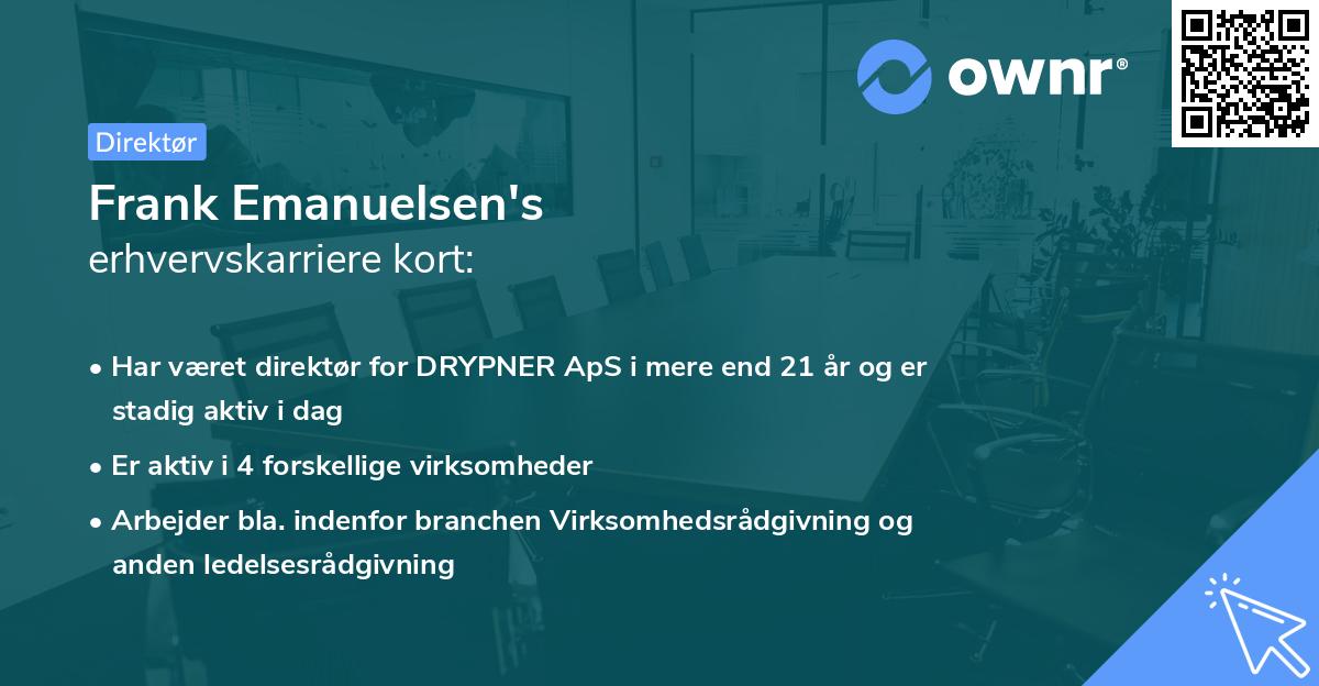 Frank Emanuelsen's erhvervskarriere kort