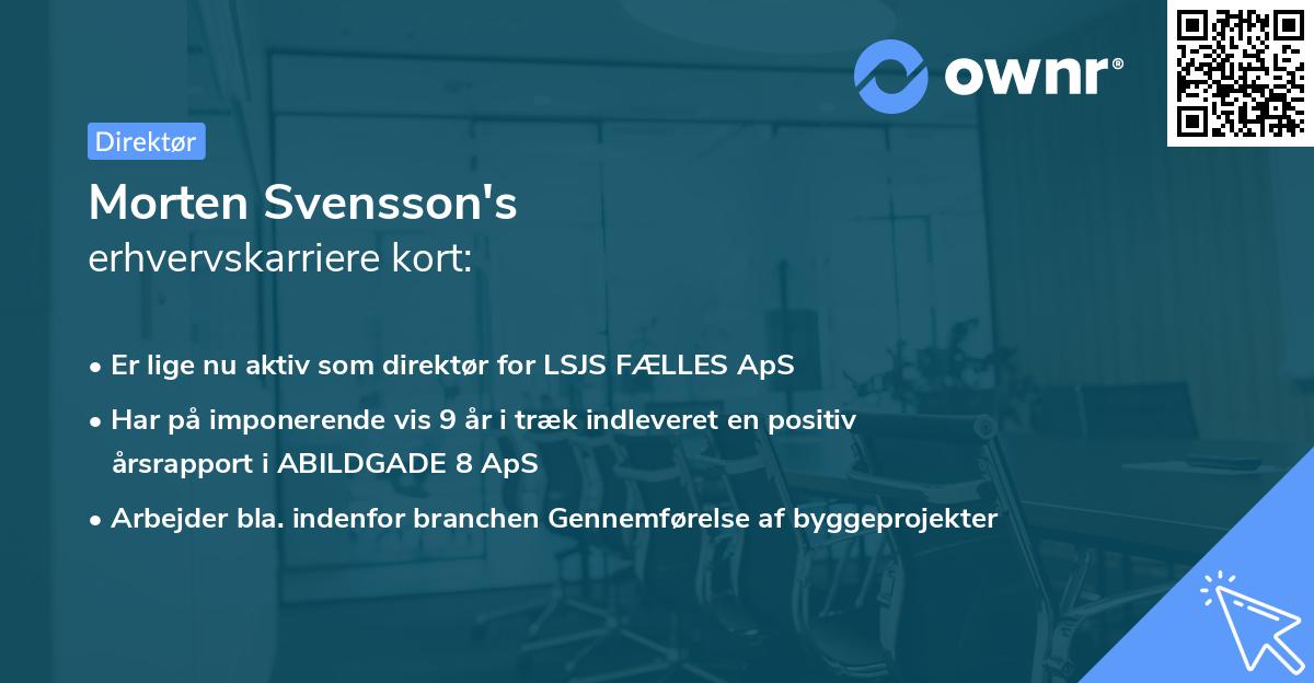 Morten Svensson's erhvervskarriere kort