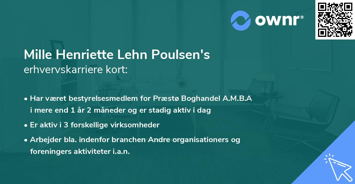 Mille Henriette Lehn Poulsen's erhvervskarriere kort