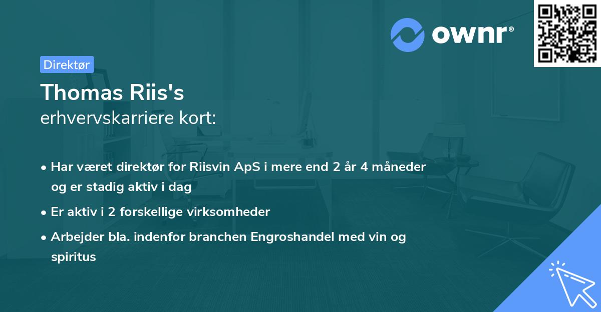 Thomas Riis's erhvervskarriere kort