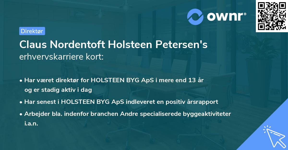 Claus Nordentoft Holsteen Petersen's erhvervskarriere kort
