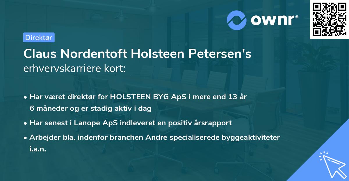Claus Nordentoft Holsteen Petersen's erhvervskarriere kort