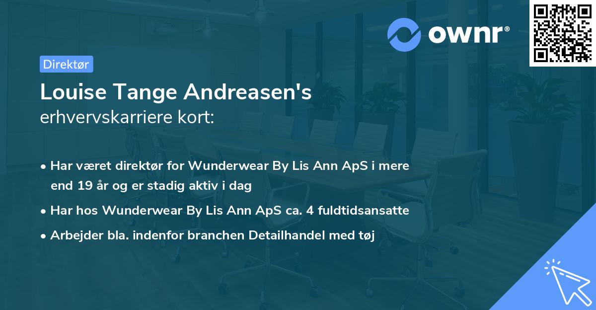 Louise Tange Andreasen's erhvervskarriere kort