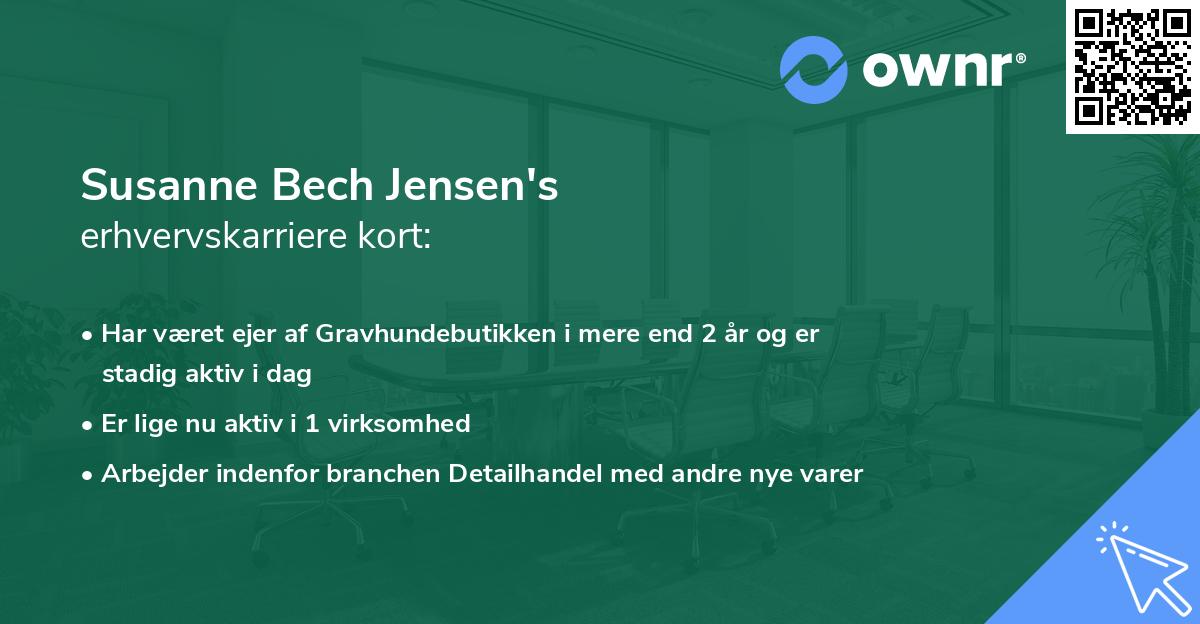 Susanne Bech Jensen's erhvervskarriere kort
