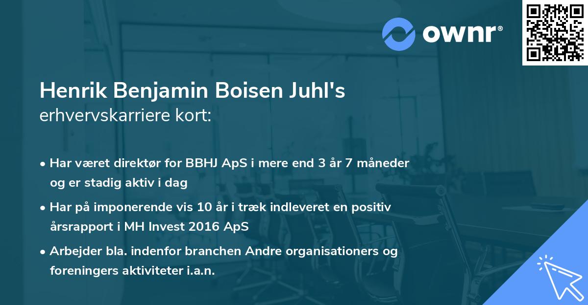 Henrik Benjamin Boisen Juhl's erhvervskarriere kort