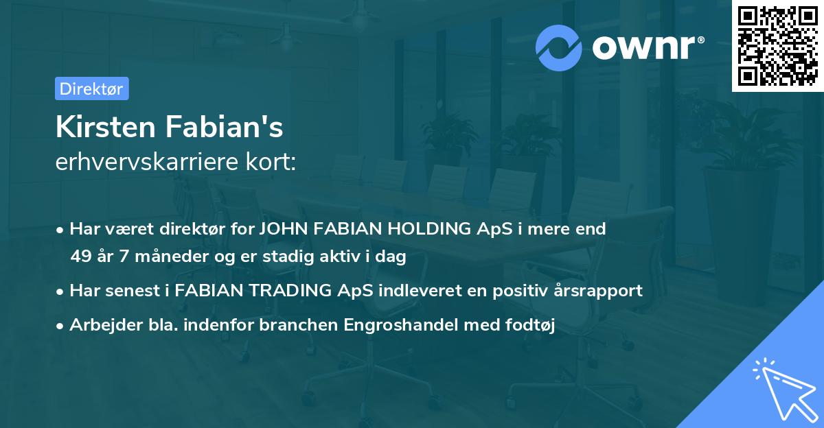 Kirsten Fabian's erhvervskarriere kort