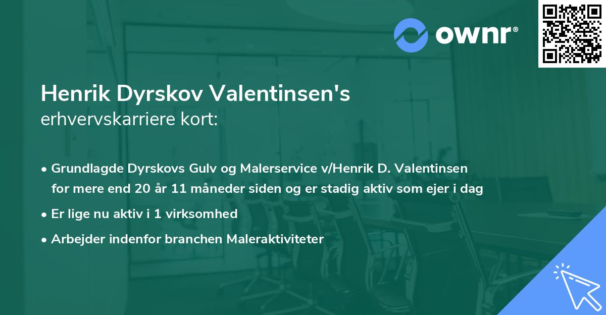 Henrik Dyrskov Valentinsen's erhvervskarriere kort