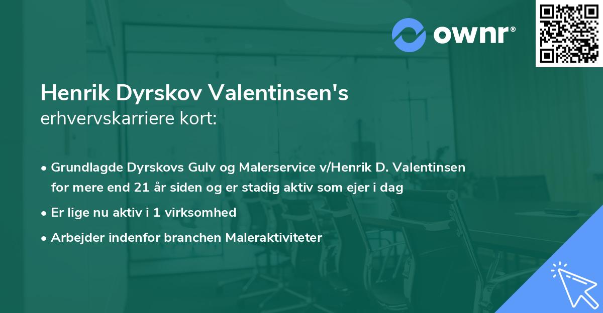 Henrik Dyrskov Valentinsen's erhvervskarriere kort