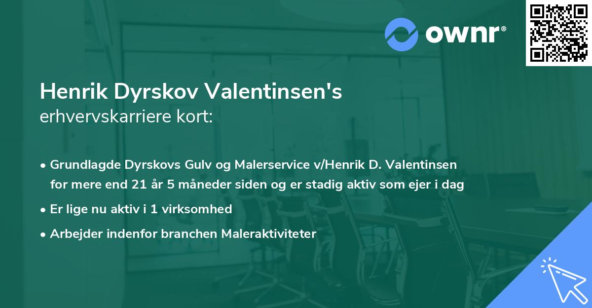 Henrik Dyrskov Valentinsen's erhvervskarriere kort
