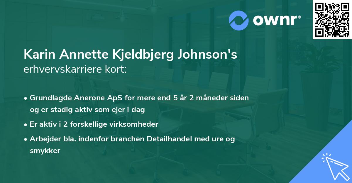 Karin Annette Kjeldbjerg Johnson's erhvervskarriere kort