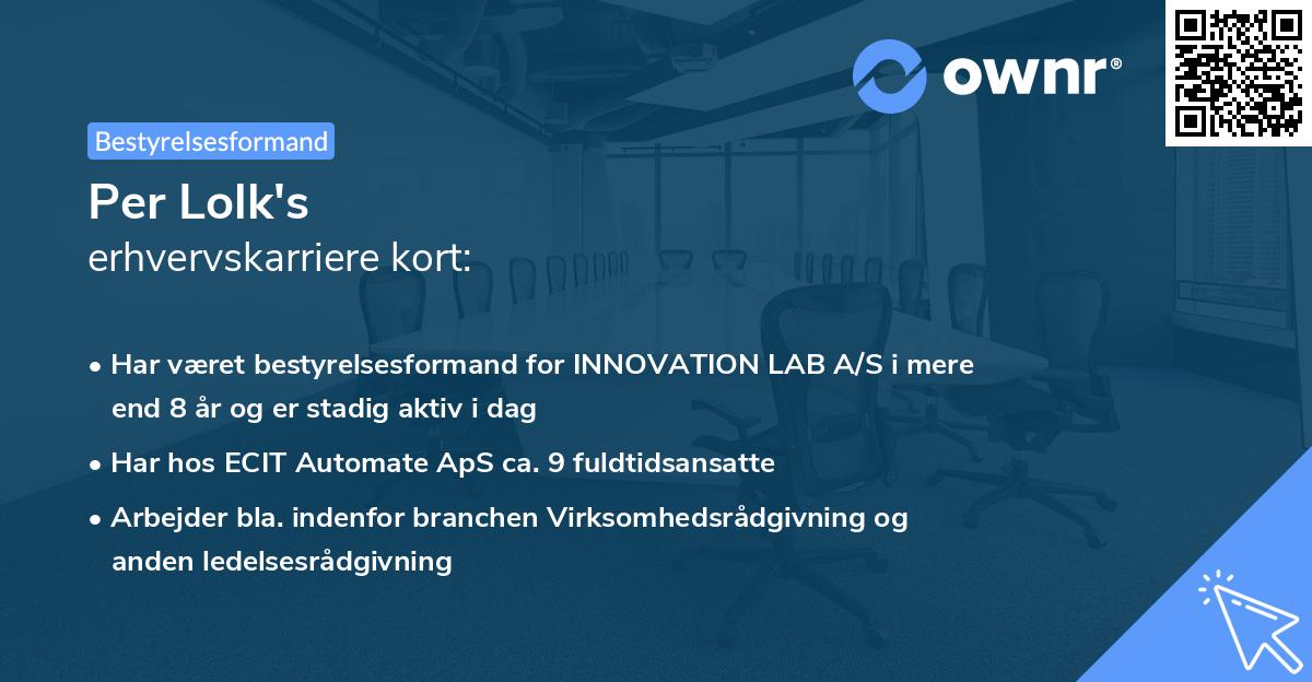 Per Lolk's erhvervskarriere kort