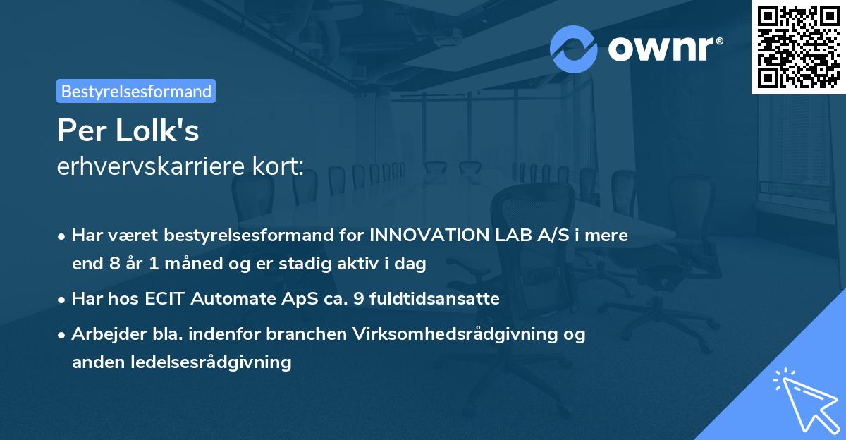 Per Lolk's erhvervskarriere kort