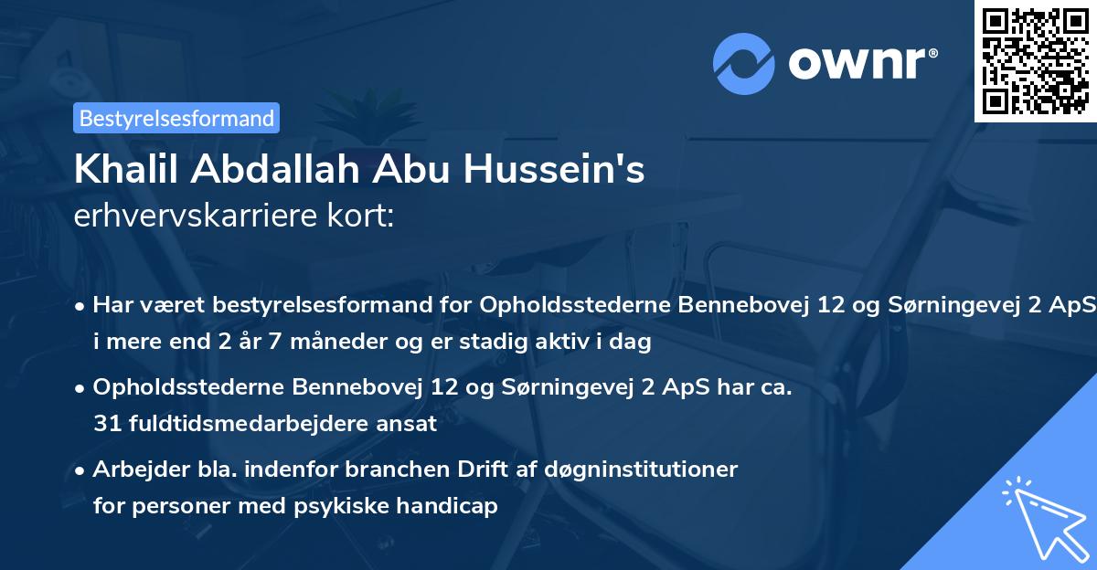 Khalil Abdallah Abu Hussein's erhvervskarriere kort