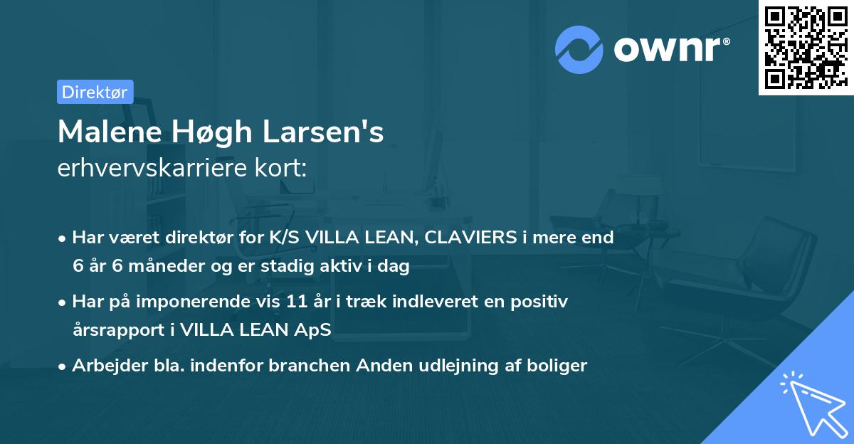 Malene Høgh Larsen's erhvervskarriere kort