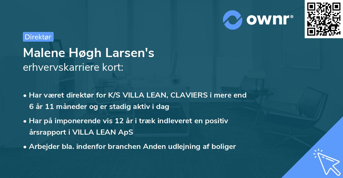 Malene Høgh Larsen's erhvervskarriere kort
