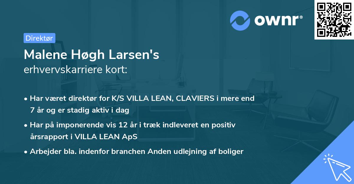 Malene Høgh Larsen's erhvervskarriere kort