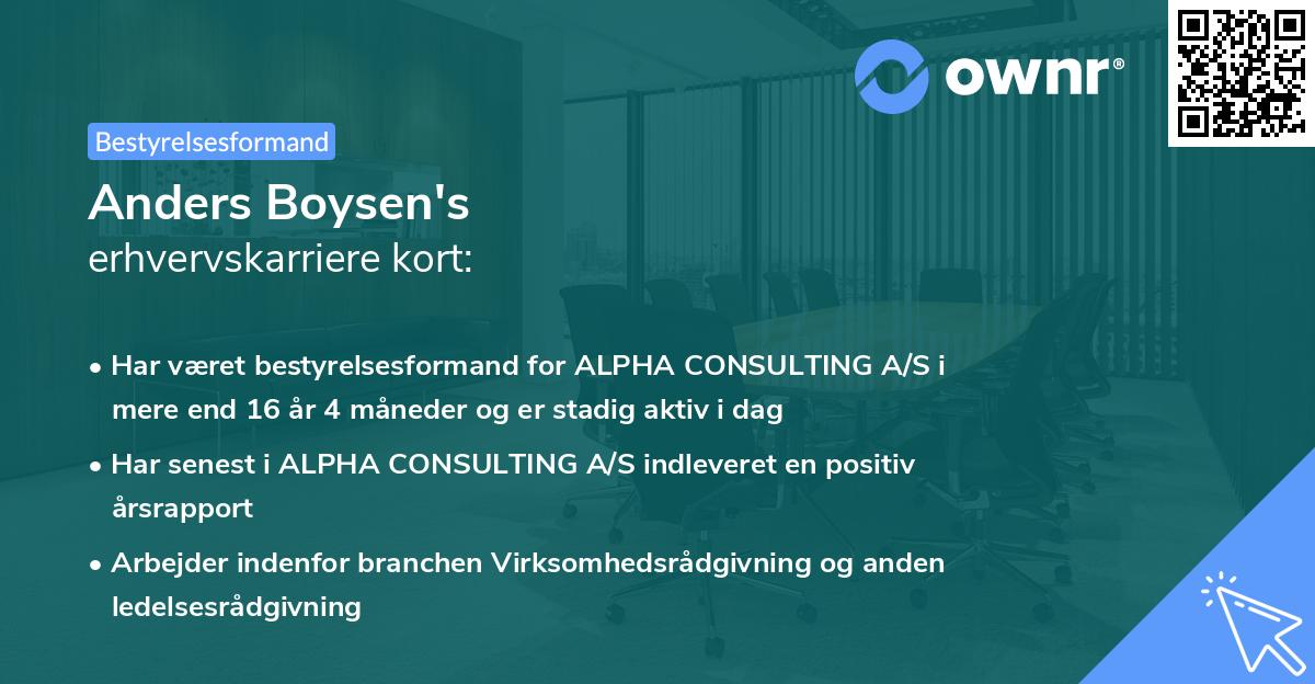 Anders Boysen's erhvervskarriere kort