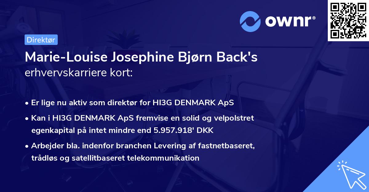 Marie-Louise Josephine Bjørn Back's erhvervskarriere kort