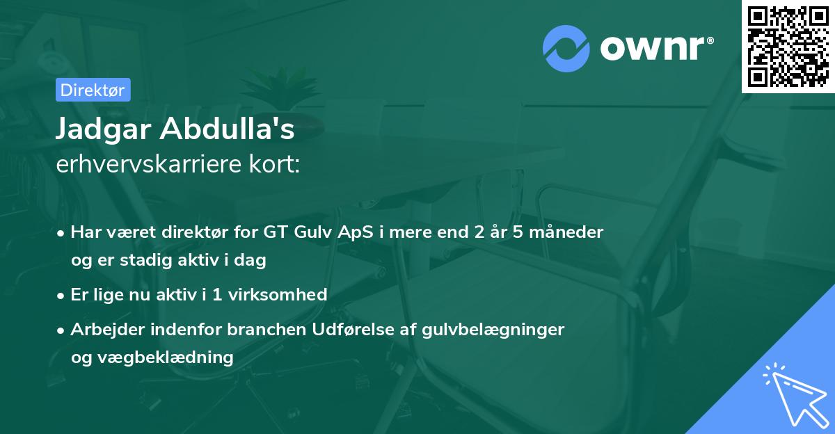 Jadgar Abdulla's erhvervskarriere kort