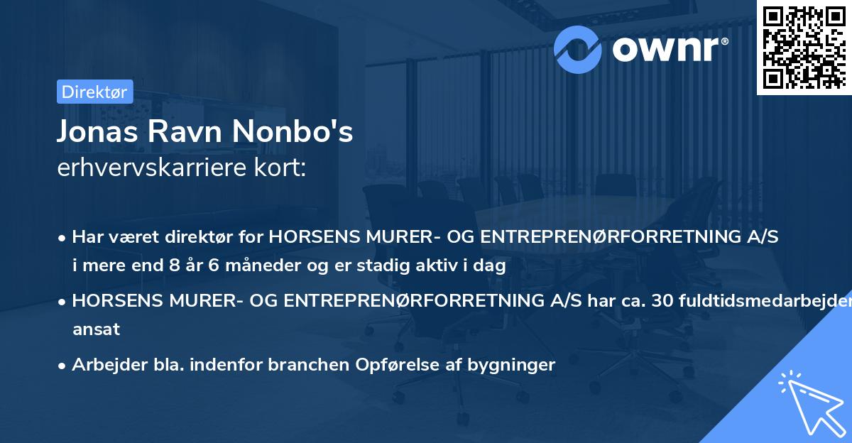 Jonas Ravn Nonbo's erhvervskarriere kort