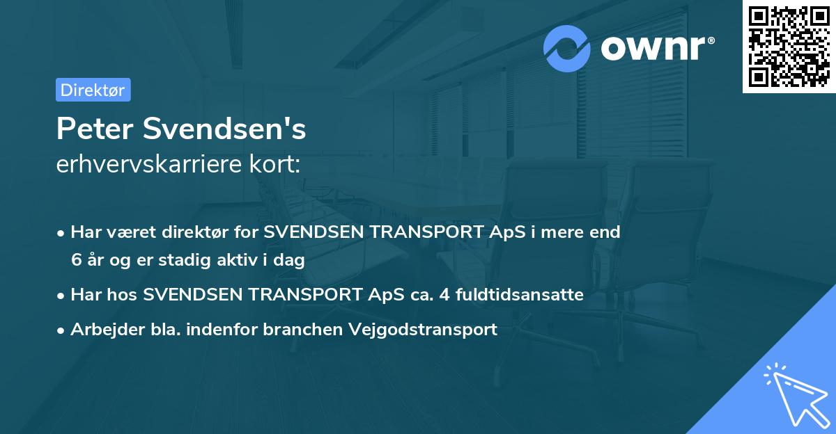 Peter Svendsen's erhvervskarriere kort