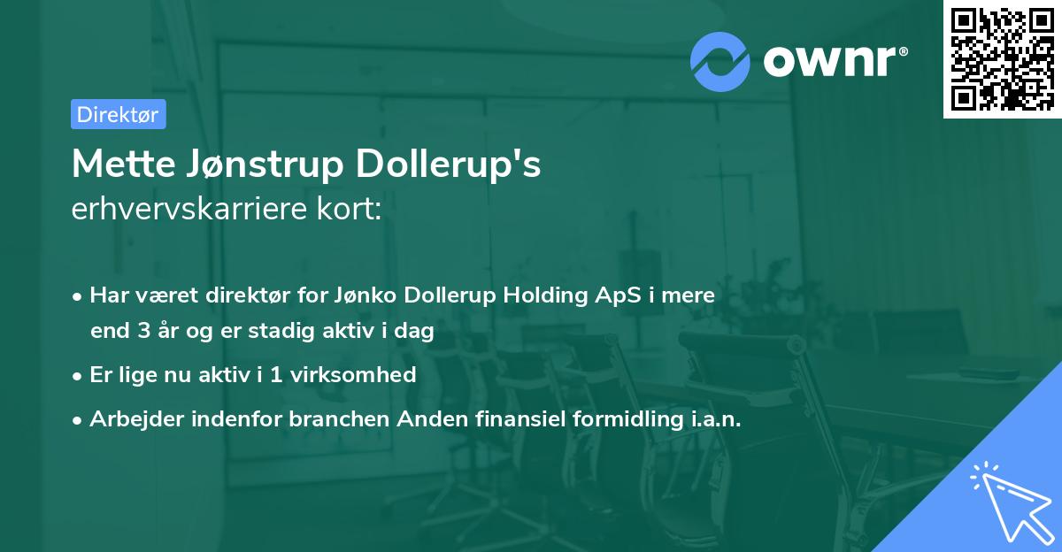 Mette Jønstrup Dollerup's erhvervskarriere kort