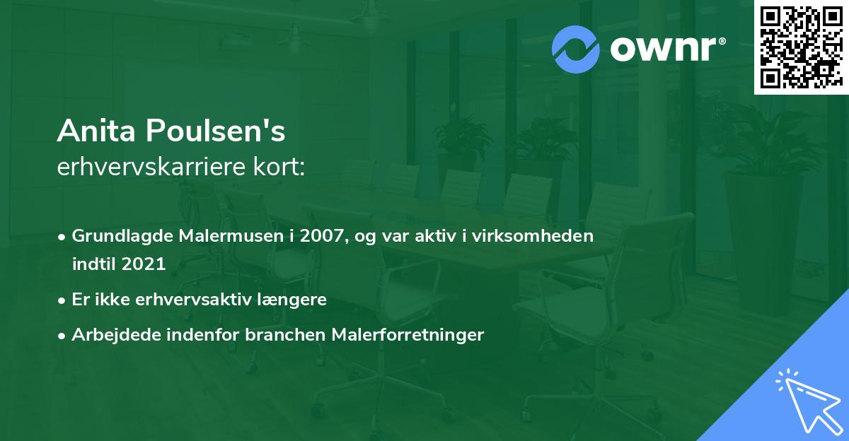 Anita Poulsen's erhvervskarriere kort