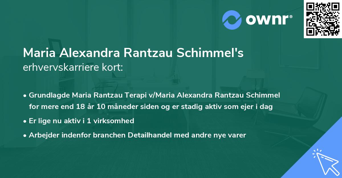 Maria Alexandra Rantzau Schimmel's erhvervskarriere kort