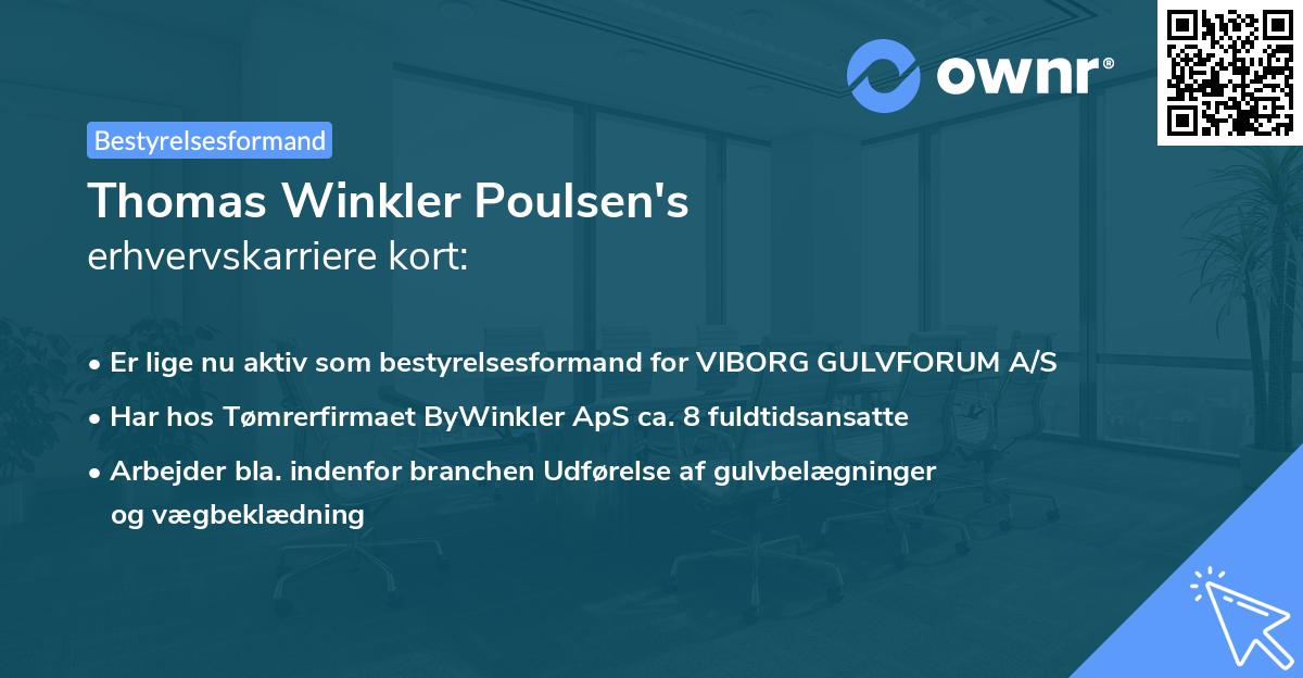 Thomas Winkler Poulsen's erhvervskarriere kort