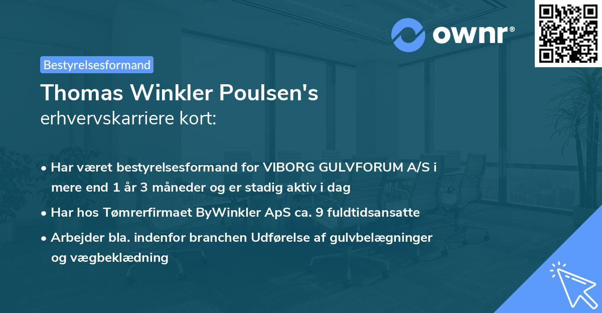 Thomas Winkler Poulsen's erhvervskarriere kort