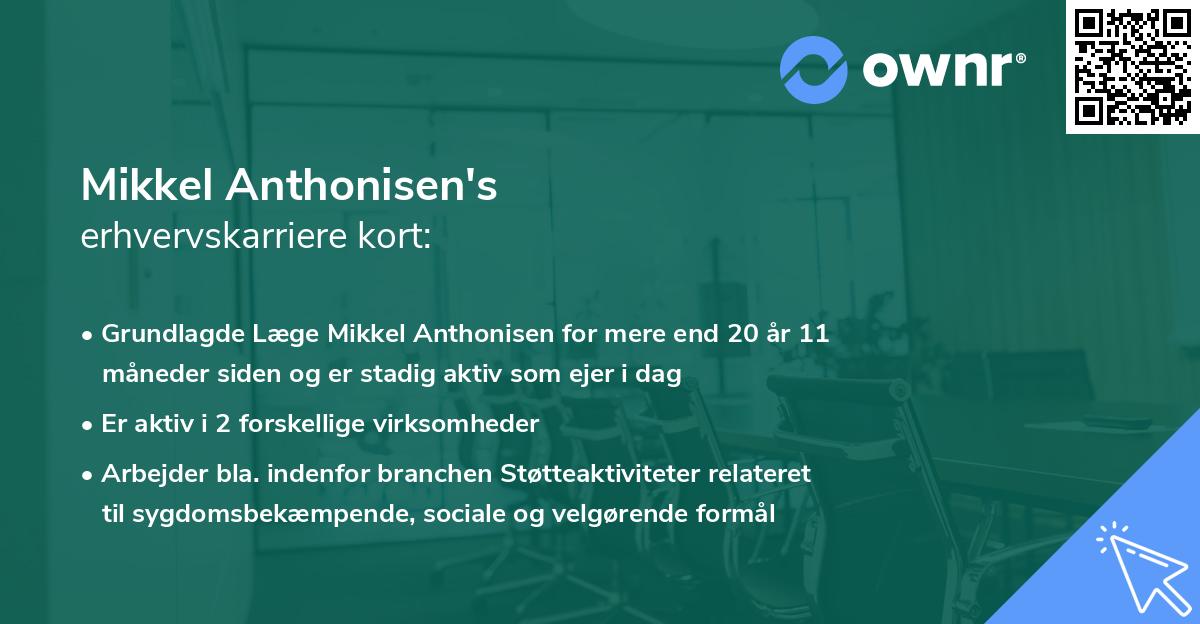 Mikkel Anthonisen's erhvervskarriere kort