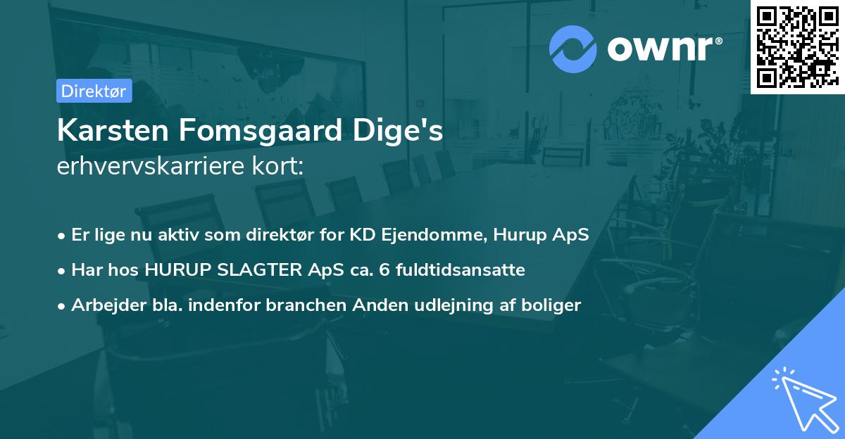 Karsten Fomsgaard Dige's erhvervskarriere kort
