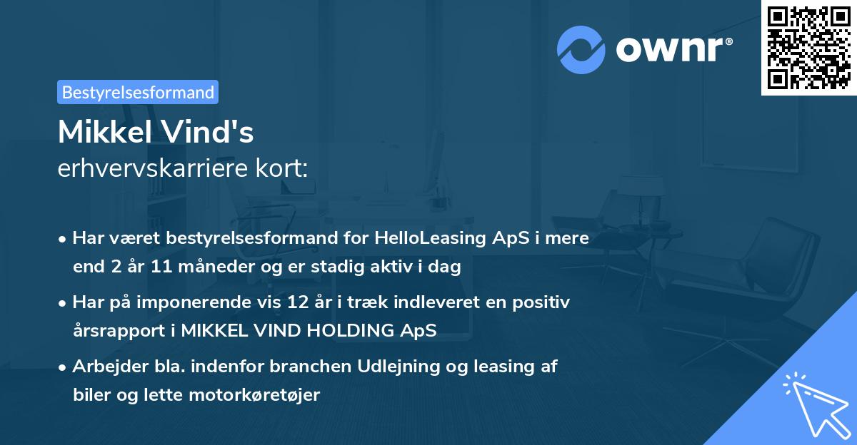 Mikkel Vind's erhvervskarriere kort