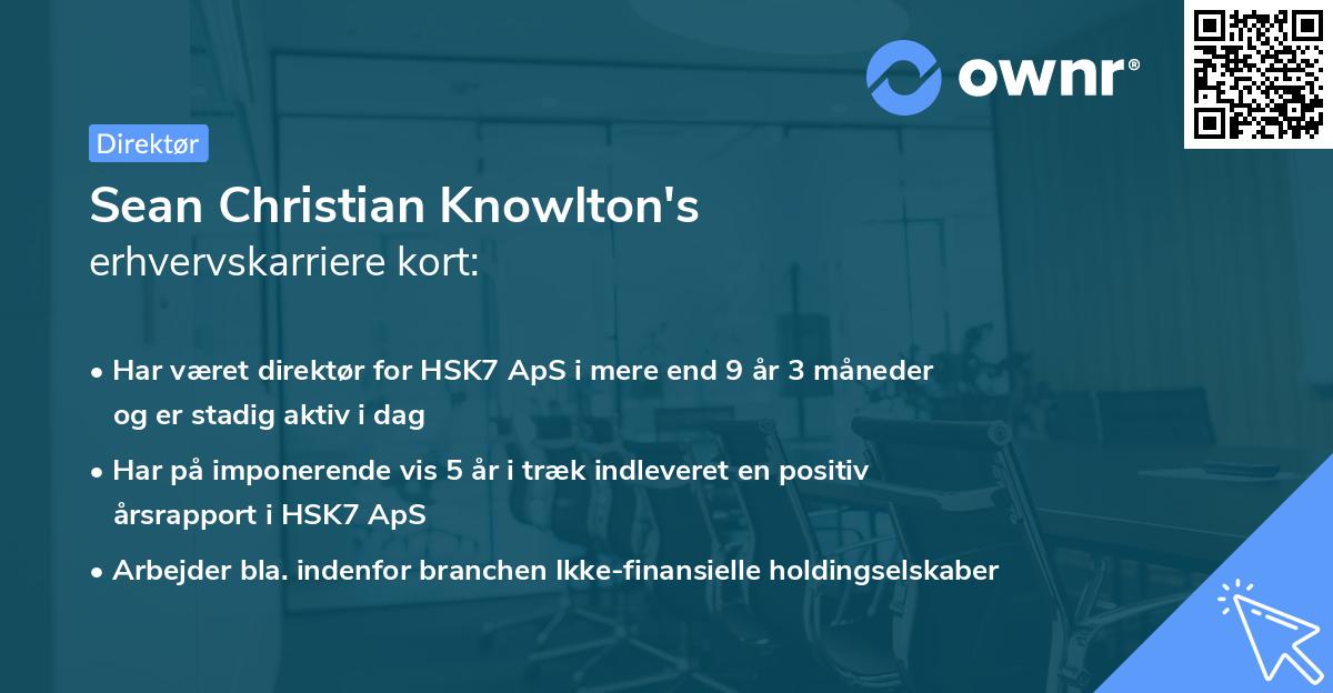 Sean Christian Knowlton's erhvervskarriere kort