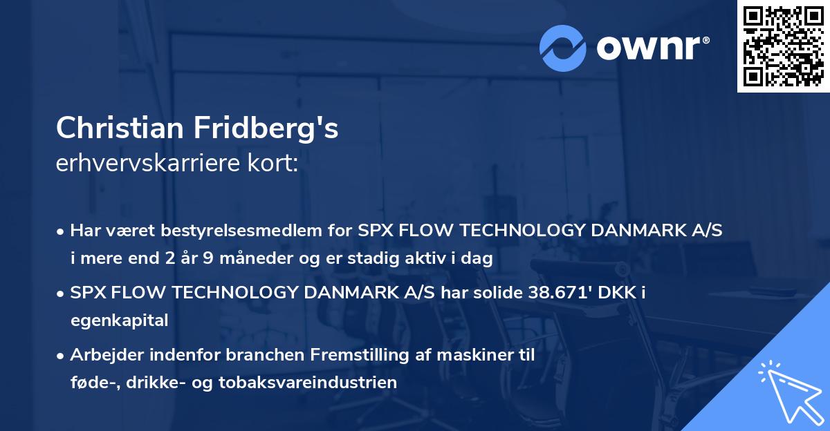 Christian Fridberg's erhvervskarriere kort