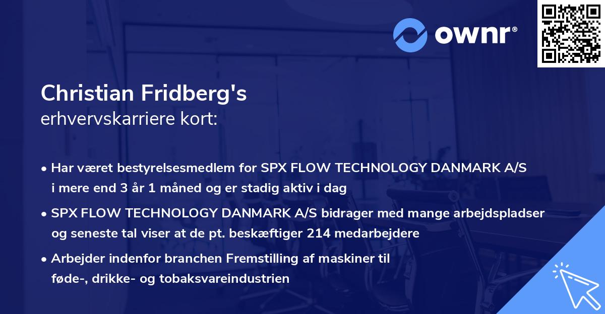 Christian Fridberg's erhvervskarriere kort