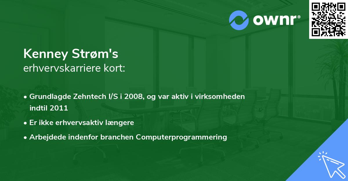 Kenney Strøm's erhvervskarriere kort