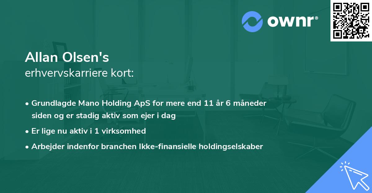 Allan Olsen's erhvervskarriere kort