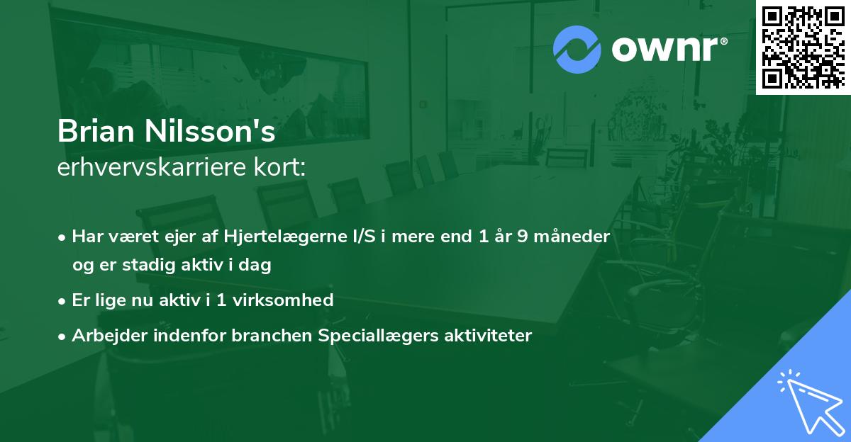 Brian Nilsson's erhvervskarriere kort