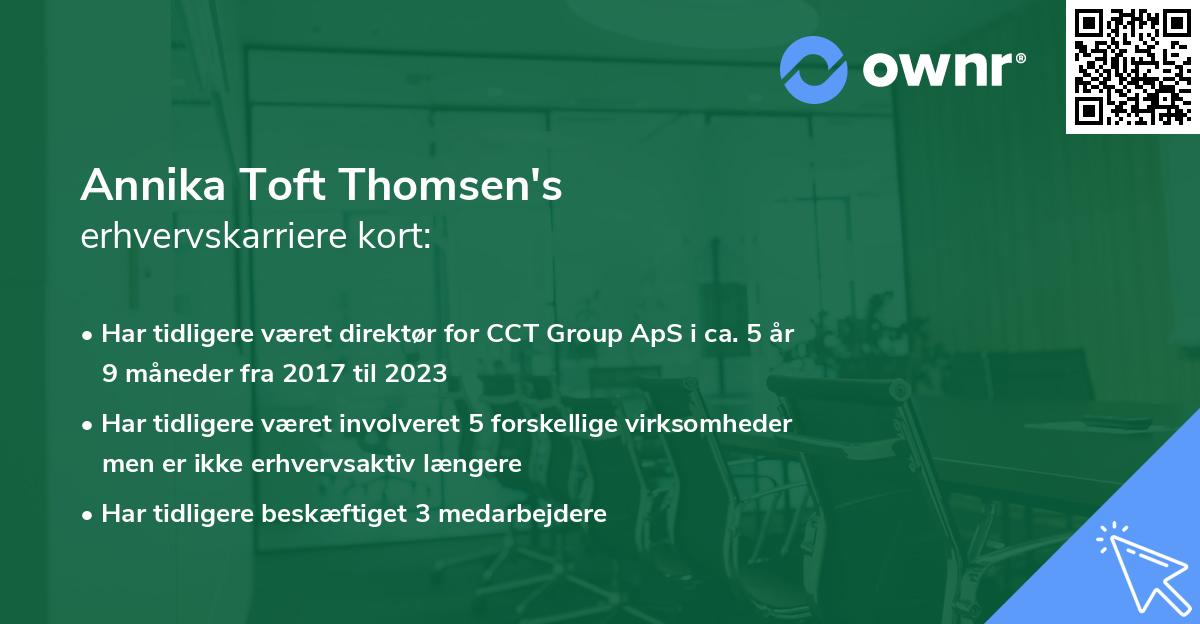 Annika Toft Thomsen's erhvervskarriere kort
