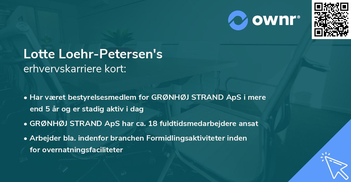 Lotte Loehr-Petersen's erhvervskarriere kort