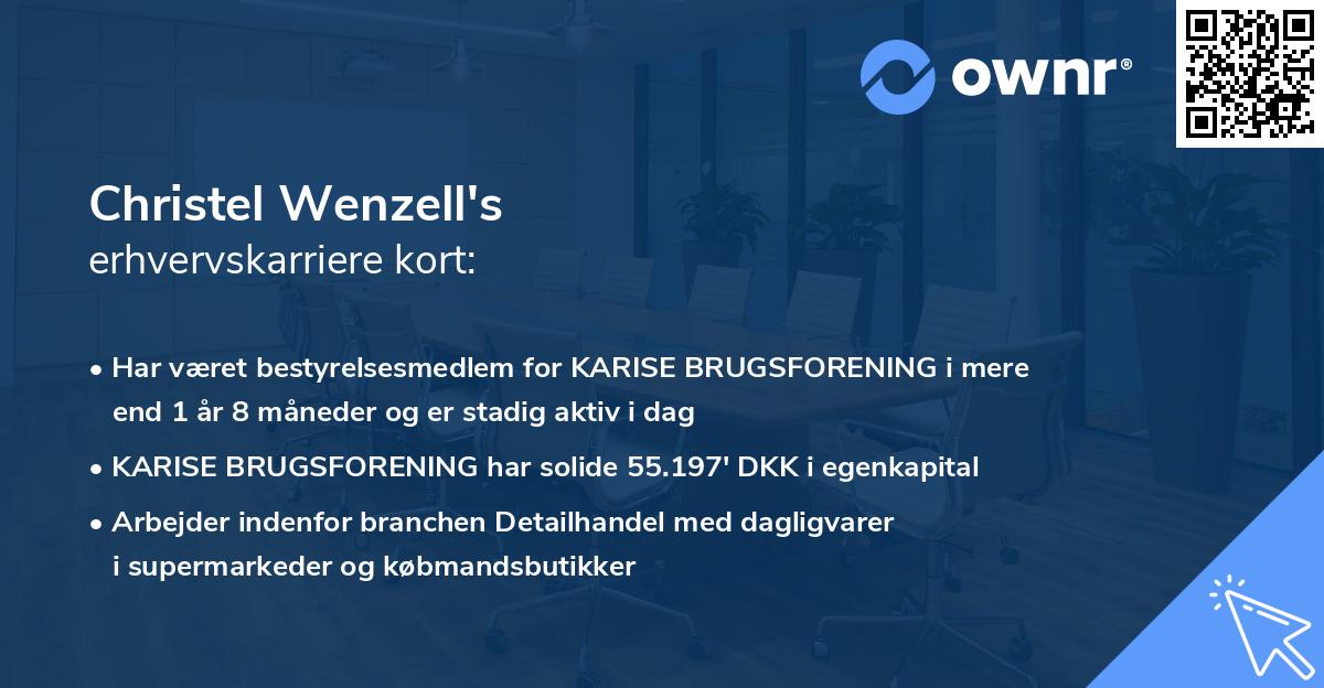 Christel Wenzell's erhvervskarriere kort