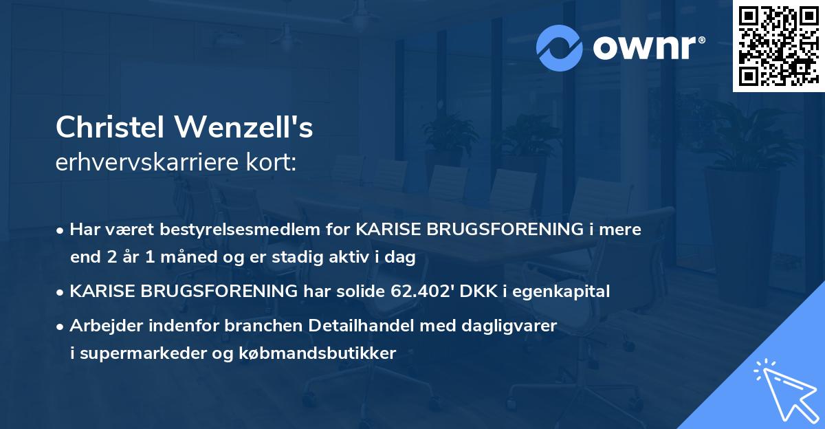 Christel Wenzell's erhvervskarriere kort
