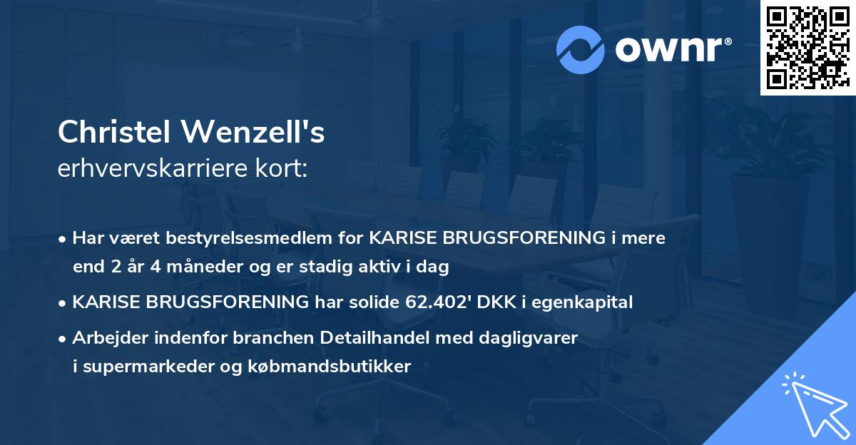 Christel Wenzell's erhvervskarriere kort