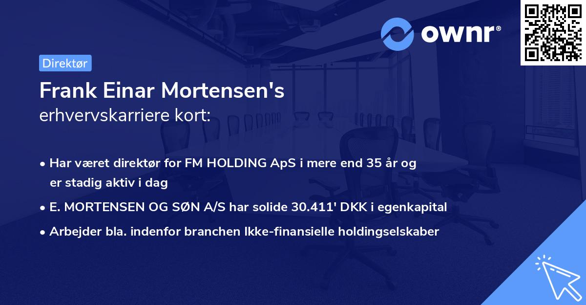 Frank Einar Mortensen's erhvervskarriere kort