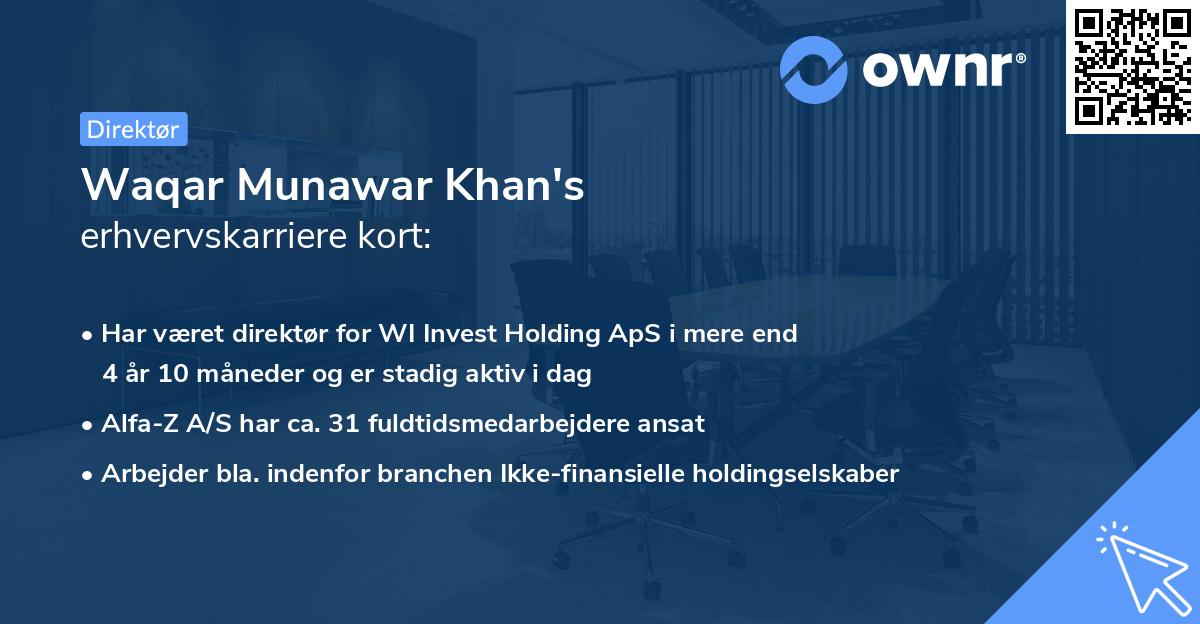 Waqar Munawar Khan's erhvervskarriere kort